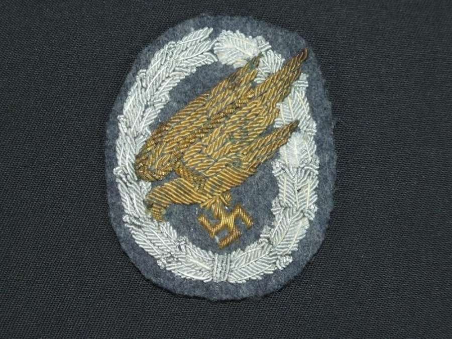Luftwaffe Fallschirmjager Officers Embroidered Qualification Badge