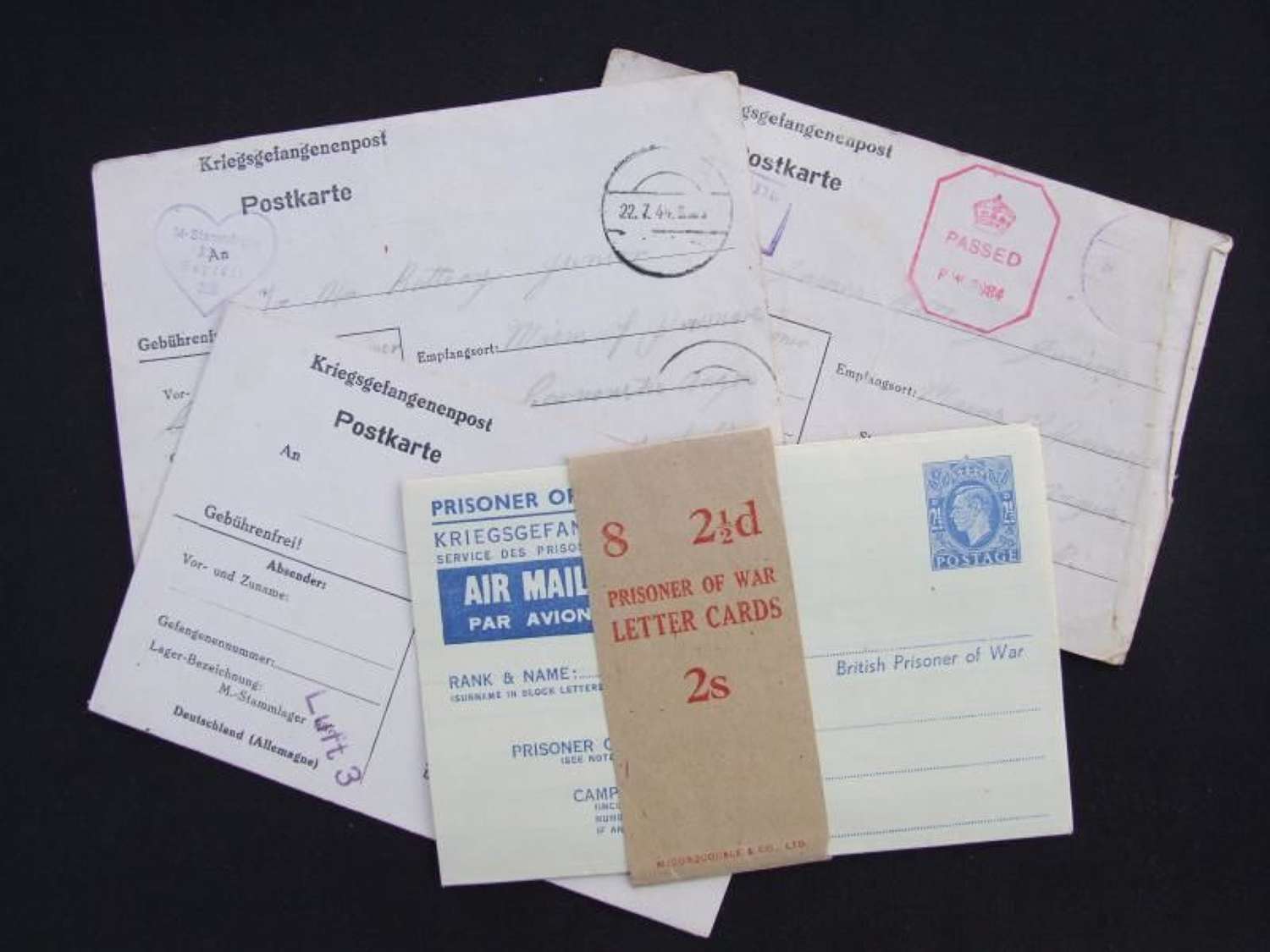 4 POW Letters Including one Unissued from Stalag Luft 3