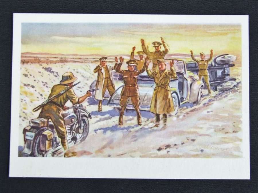 Coloured  Propaganda Postcard - Wustenkrieg in Nord Afrika
