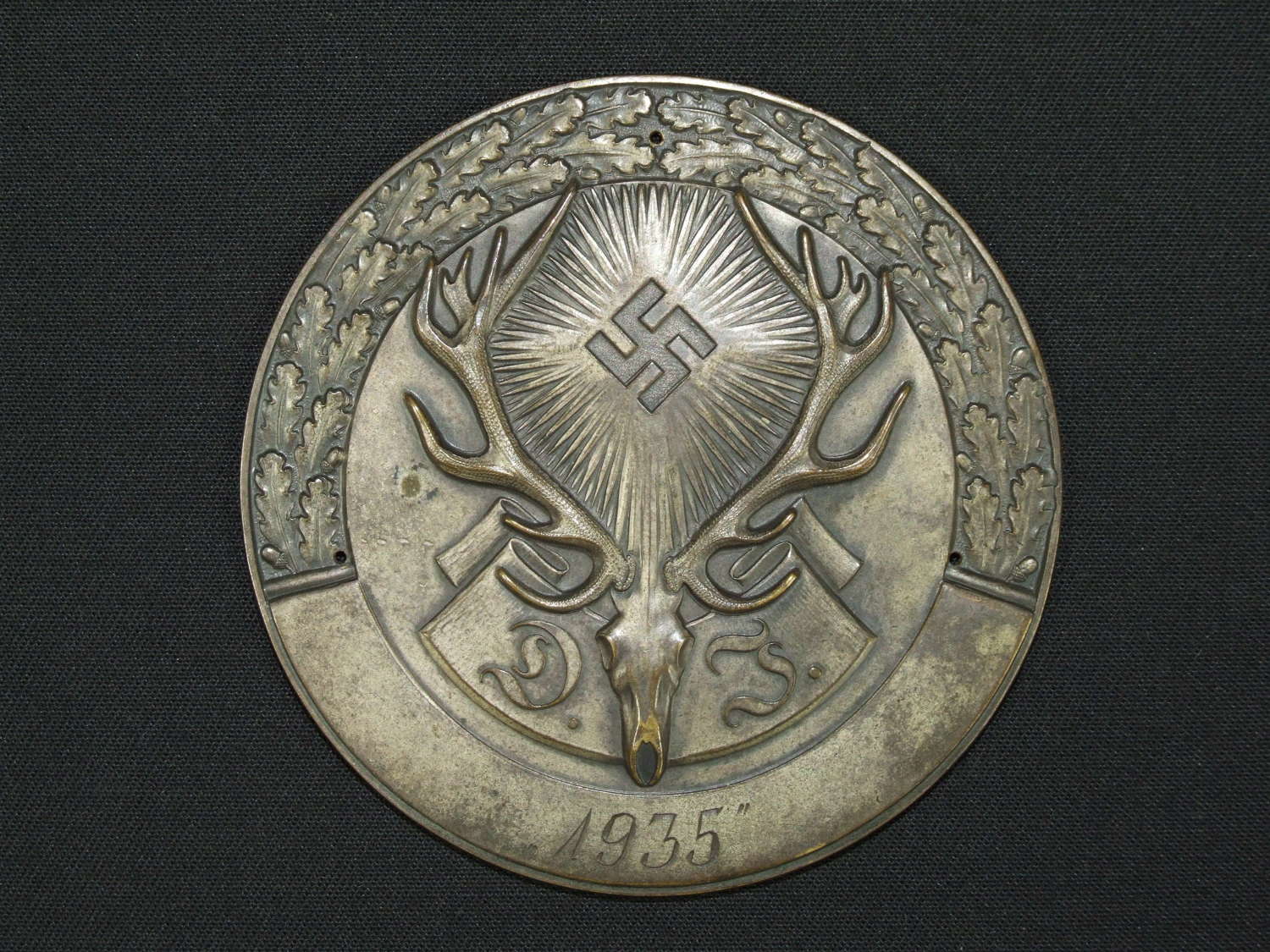 A 1935 German Hunting Association Plaque in Silver.