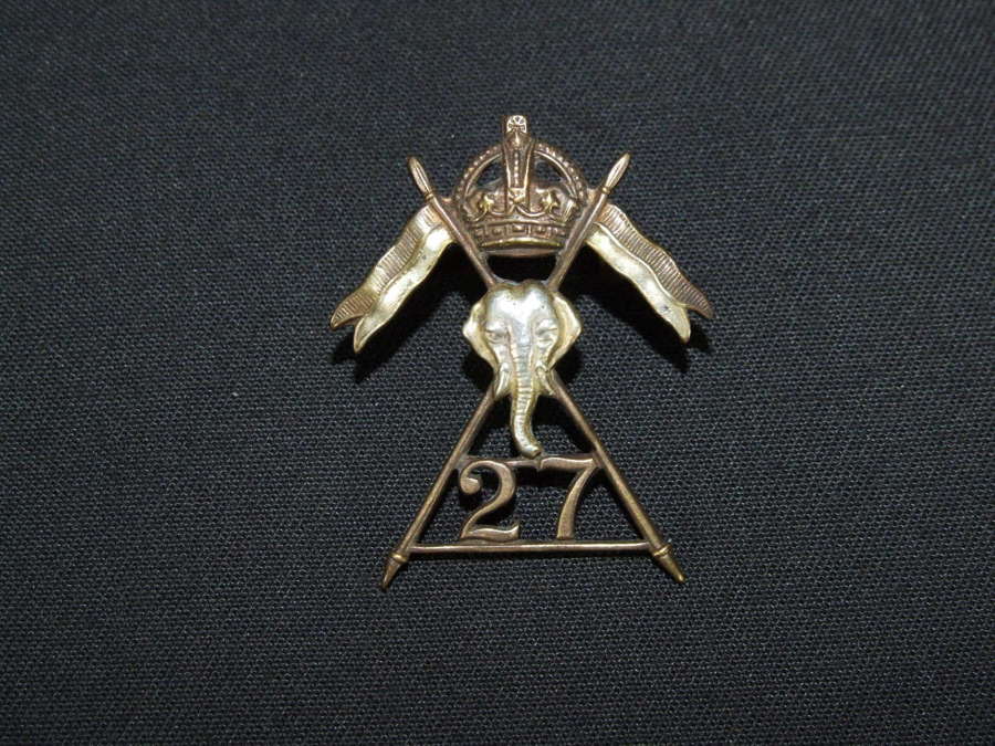 27th Lancers Cap or Collar badge