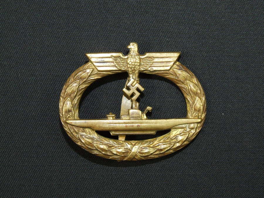 Kriegsmarine U Badge by Schwerin in Tombak