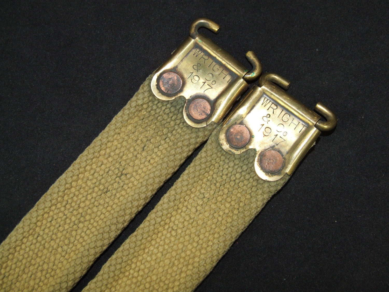 Unblancoed British 1908 Pattern Webbing Rifle Sling dated 1917