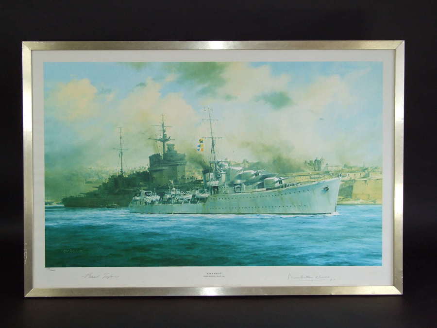 HMS Kelly by Robert Taylor with Original Mountbatten Signature