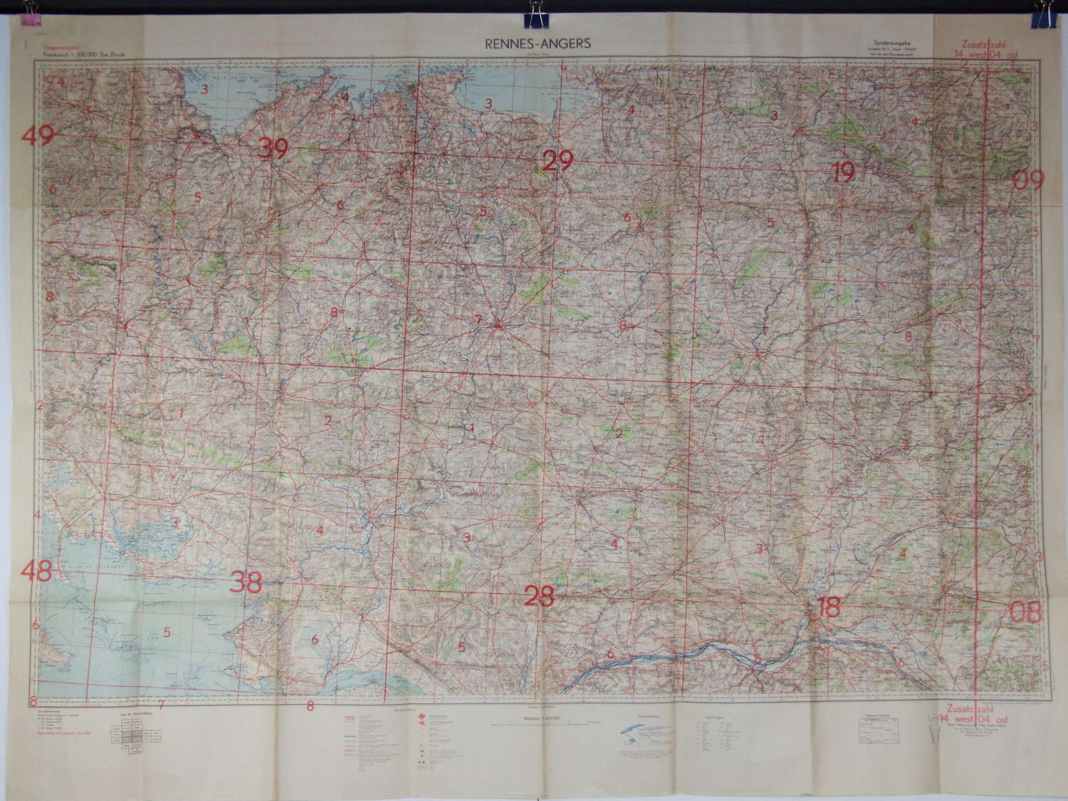 Large Luftwaffe map of Western France