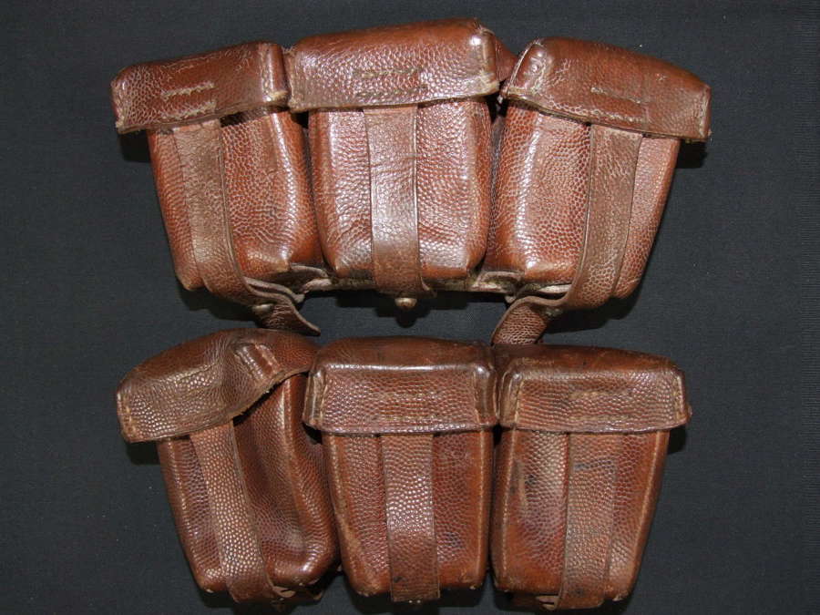 WW1 German Ammunition Pouches Dated 1915 - Matching Pair  A very good