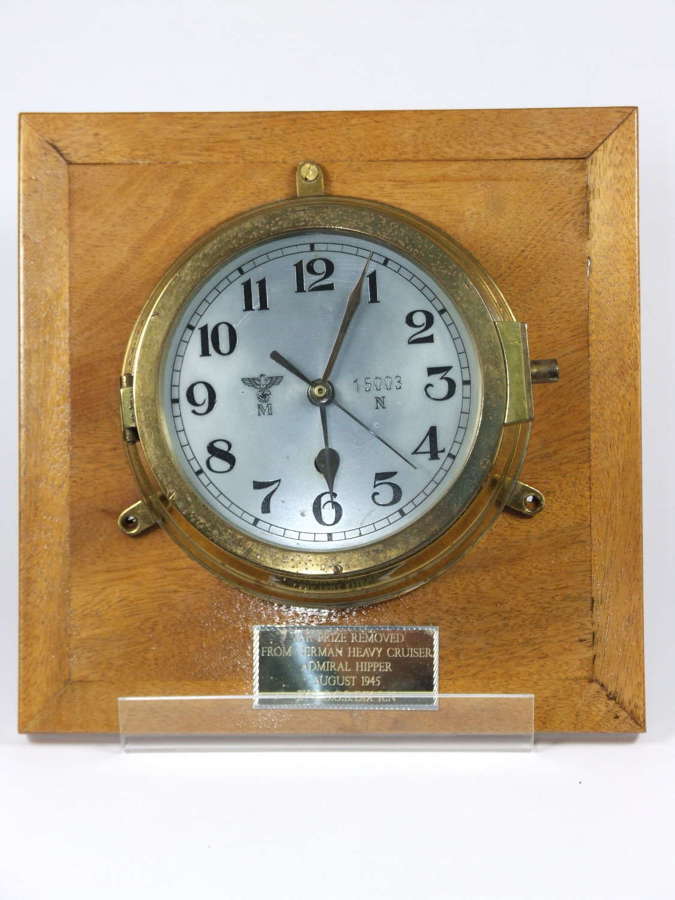 Kriegsmarine Ships Clock with History. Taken from the Admiral Hipper