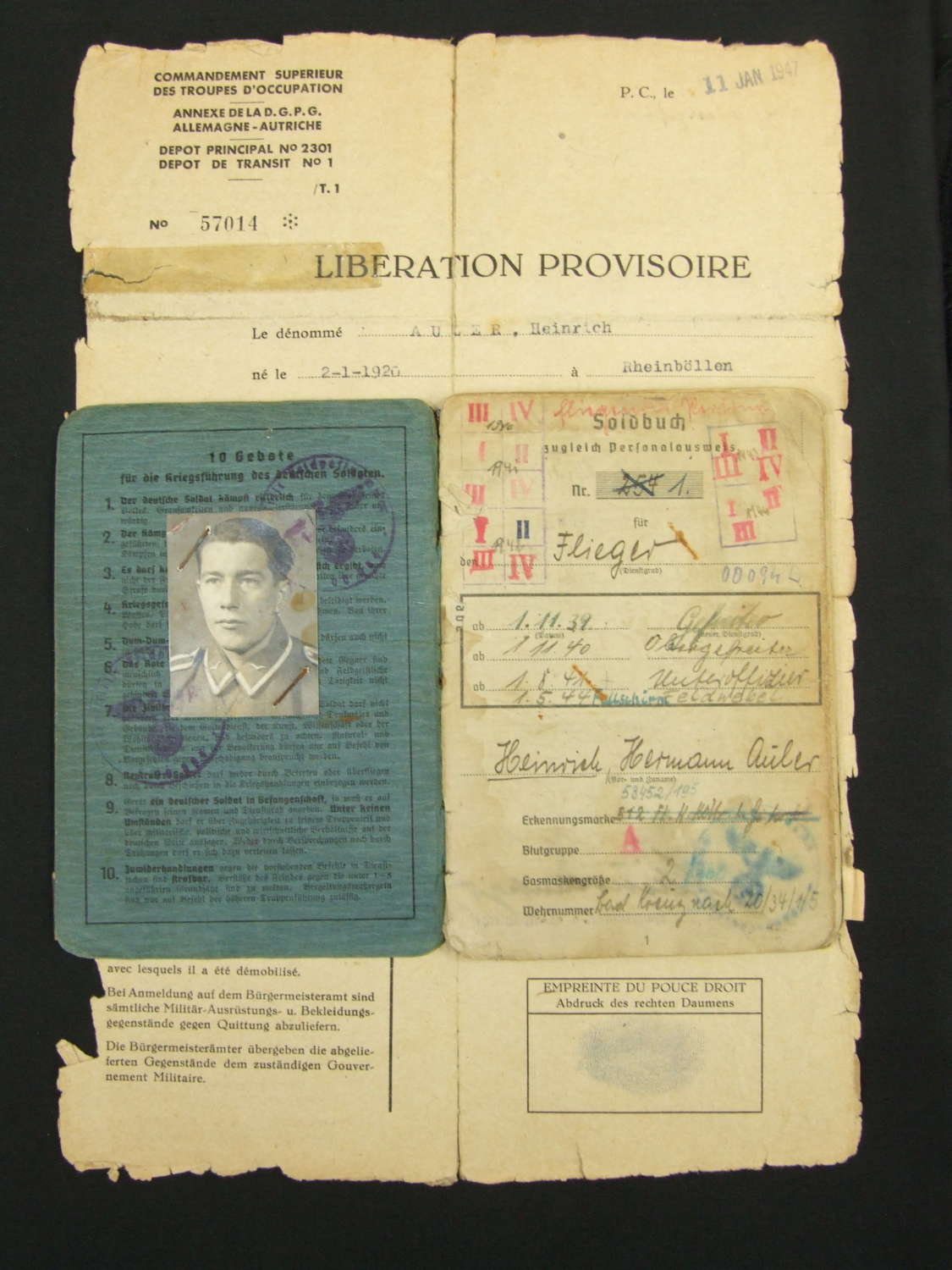 Luftwaffe Soldbuch and POW Release Certificate to Fallschirmjager