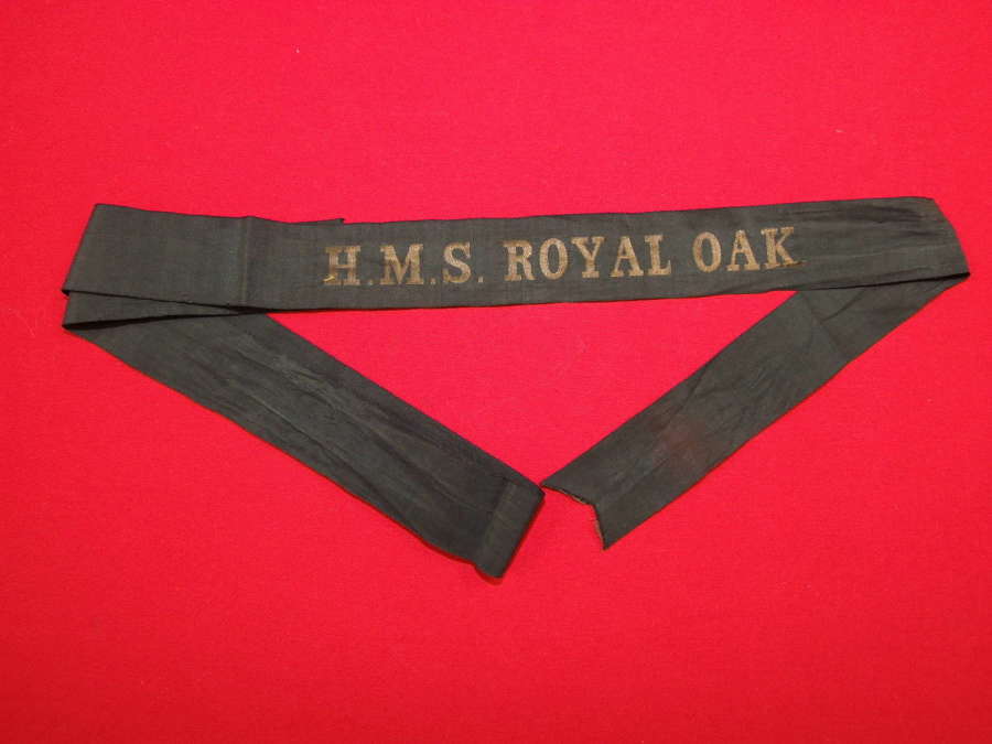 WW2 Royal Navy Cap Ribbon(Tally) H.M.S. Royal Oak, Sunk by U47