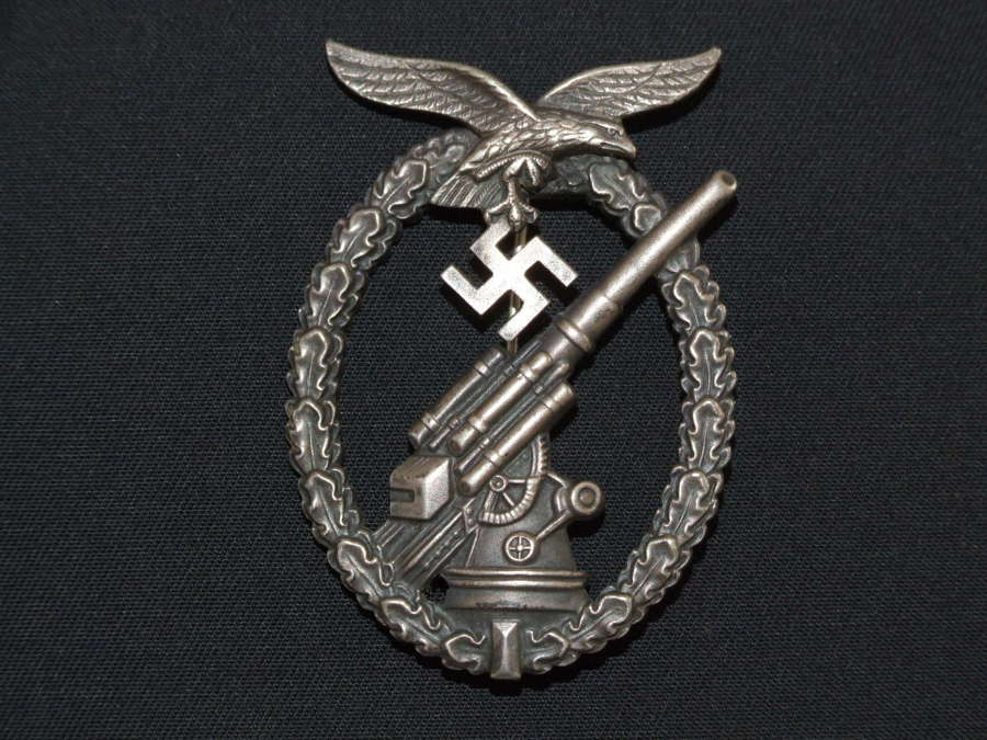 Ball Hinge Luftwaffe Flack Badge in Nickel Silver