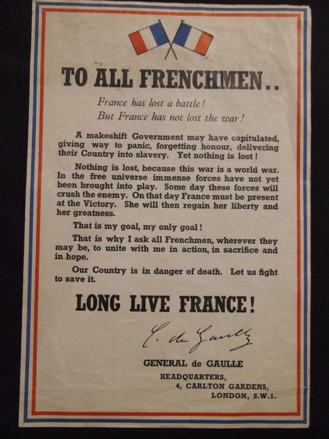 A Tous Les Francais Leaflet From De Gaulle's London's Headquarters