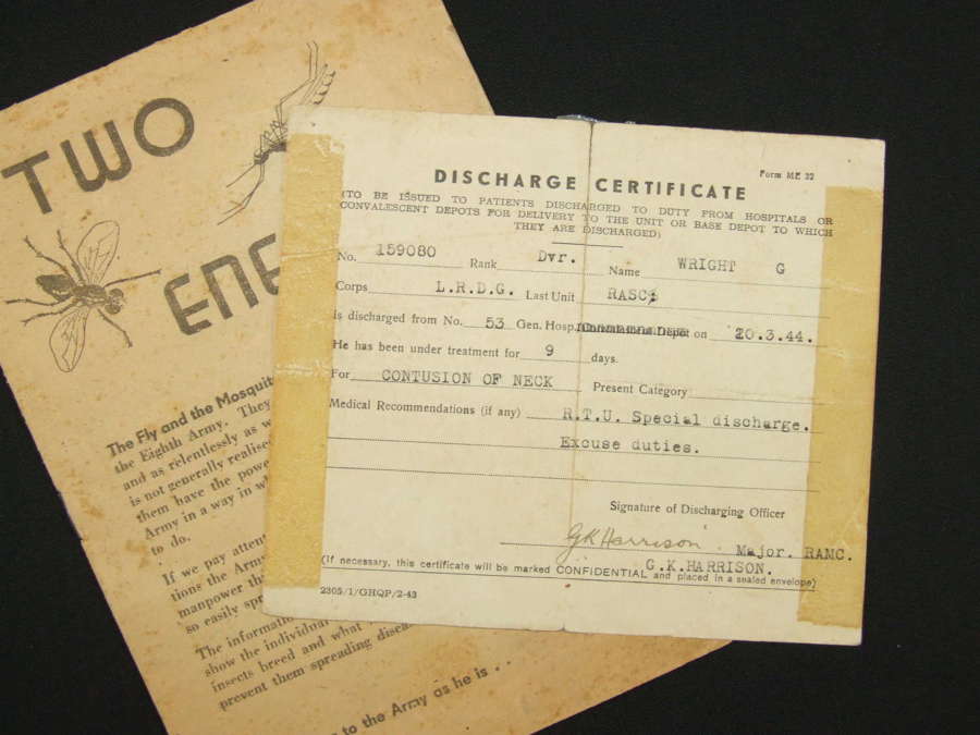 Long Range Desert Group 1944 Dated Discharge Certificate & Pamphlet