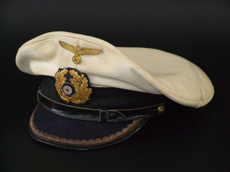 Kriegsmarine Officer's White Topped Peaked or Visor Cap