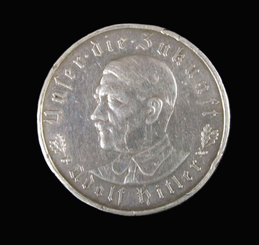 1933 Adolf Hitler Propaganda Medal / Coin in 900 Silver