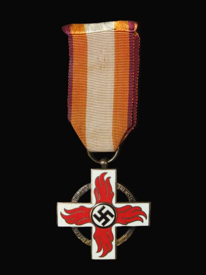 Fire Service Honour Cross 1st Class decoration in 800 Silver Gilt