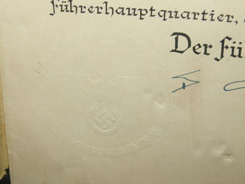 Original Grand Admiral Karl Donitz Signature on Promotion Document.