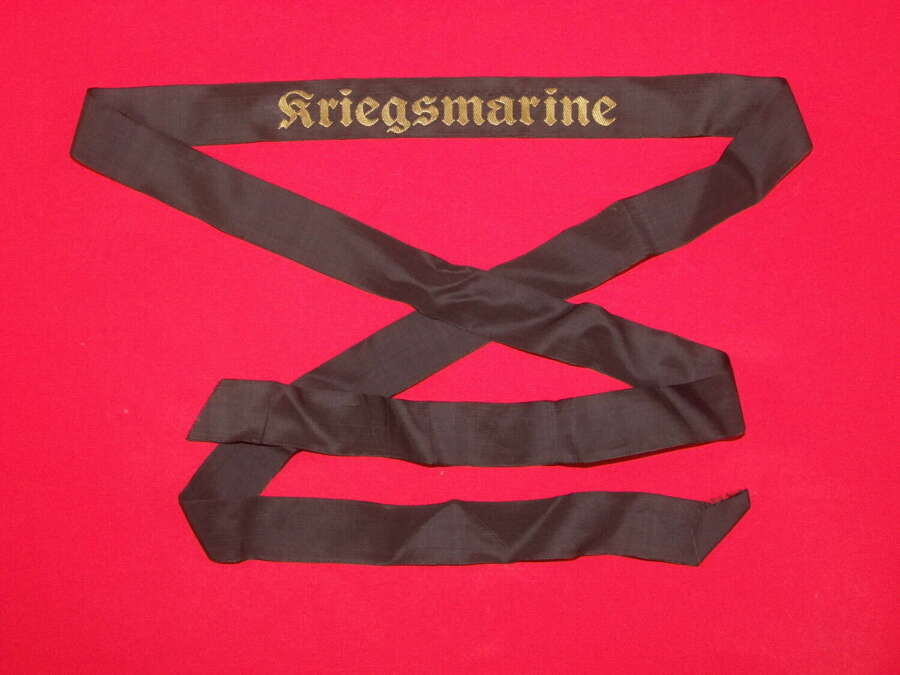 Early War Kriegsmarine Cap Ribbon or Tally. Bullion Thread