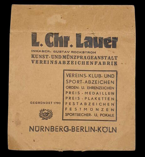Rare NSFK plaque with both inner & outer packets by L.Chr.Lauer.