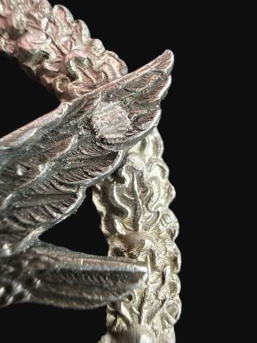 Aluminium Luftwaffe Radio Operator/ Air Gunner Badge. Juncker J2