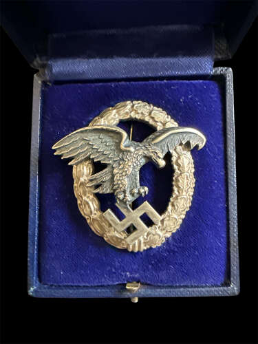 Cased Luftwaffe Observer's Badge in Tombac by Assmann