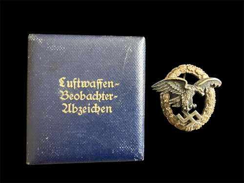 Cased Luftwaffe Observer's Badge in Tombac by Assmann