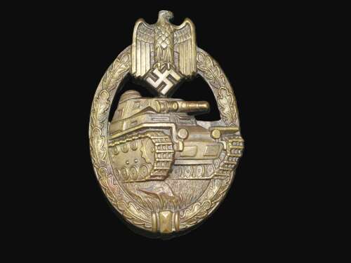 Early Bronze Panzer Assault Badge in Tombak by Karl Wurster