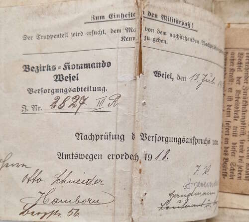 WW1 German Soldiers Military Pass