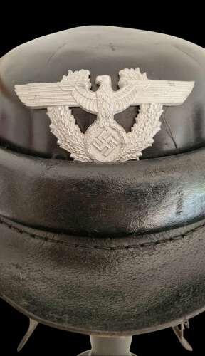 Early III Reich Metropolitan issue Polizei Motorcyclist Crash Helmet by ErEl.
