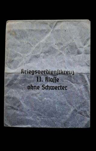Rare Blue Packet for the War Merit Cross Second Class without Swords by Jakob Bengel.