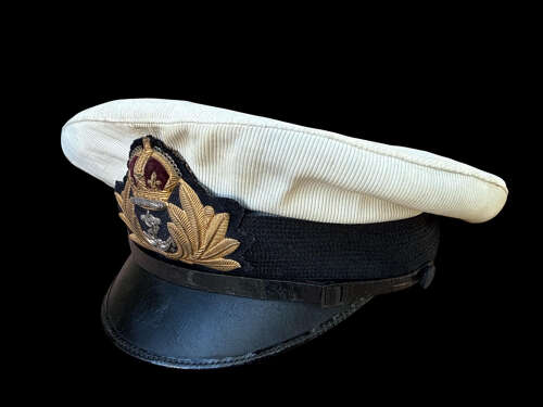 WW2 Royal Navy Officer’s Cap With Original Detachable White Summer Cover - Large Size