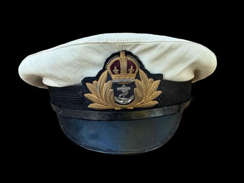 WW2 Royal Navy Officer’s Cap With Original Detachable White Summer Cover - Large Size