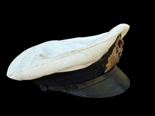 WW2 Royal Navy Officer’s Cap With Original Detachable White Summer Cover - Large Size