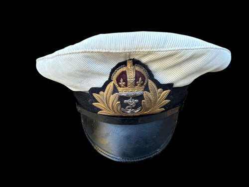 WW2 Royal Navy Officer’s Cap With Original Detachable White Summer Cover - Large Size