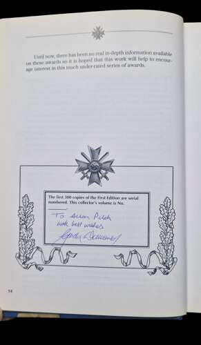 A Signed Copy of The War Merit Cross Book by Gordon Williamson.